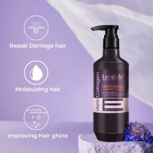 Luststaly Natural Shampoo for Dry & Damaged Hair - Deep Repair & Moisturizing with Collagen & Vitamins